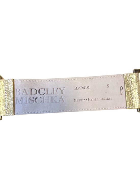 Badgley Mischka Gold Genuine Italian Leather Adjustable Belt Circular Buckle main image 4